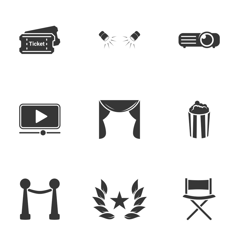 Icons for theme Cinema. White background