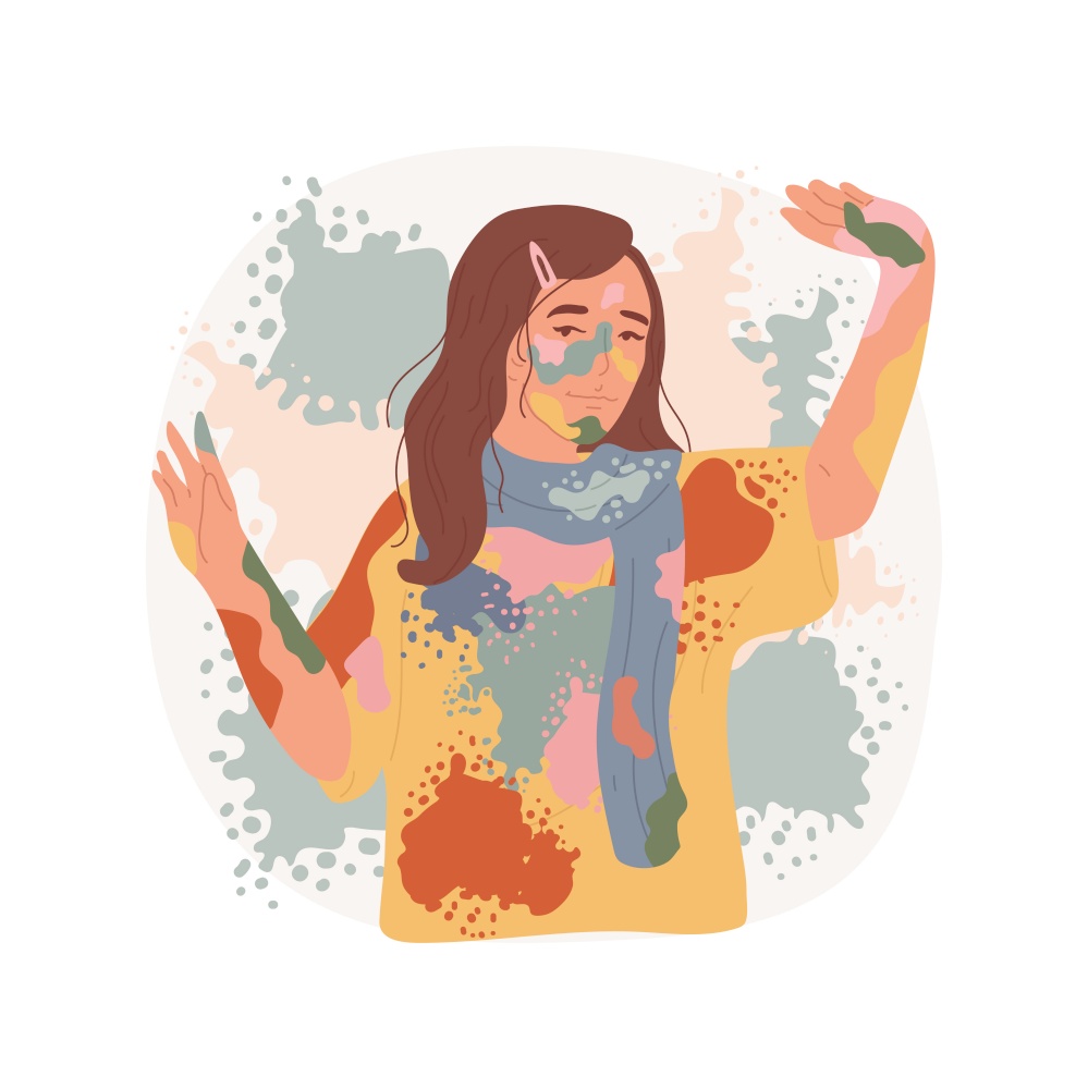 Traditional dancing isolated cartoon vector illustration. Young girl dancing during Holi Festival, public holiday celebration, culture traditions, outdoors entertainment vector cartoon.. Traditional dancing isolated cartoon vector illustration.