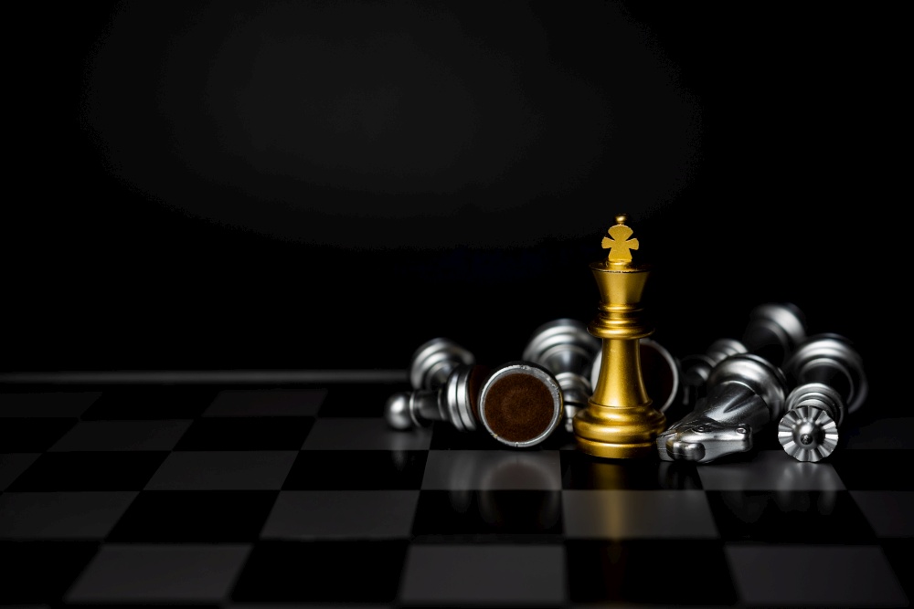 Strategy and business planning ideas. Chess gold on the board.