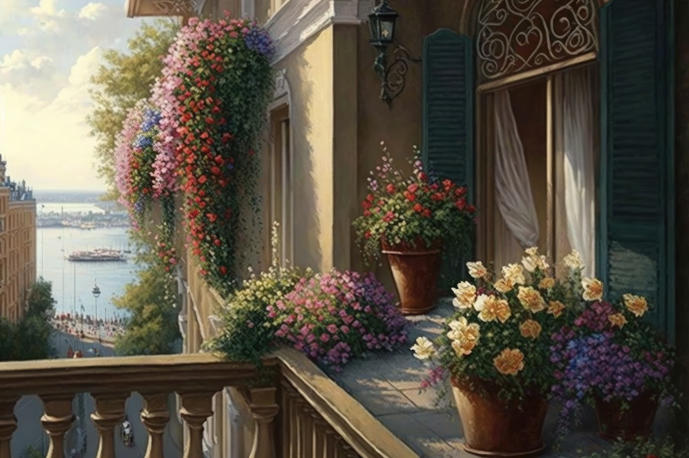 balcony with hanging basket of flowers on fa???? ??? ??????? ???? ??????? ?????? ?? ??????? ??? ???? ?? ??? ???? ???????? ?????????? ???