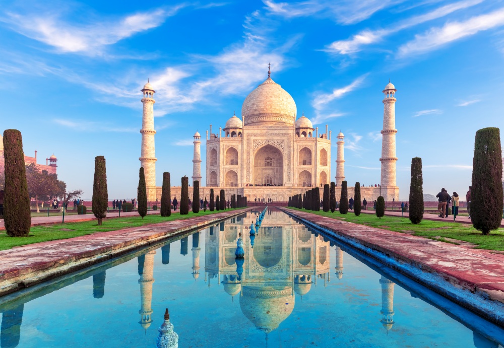 Taj Mahal Mausoleum, Wonder of the world, Agra, India .