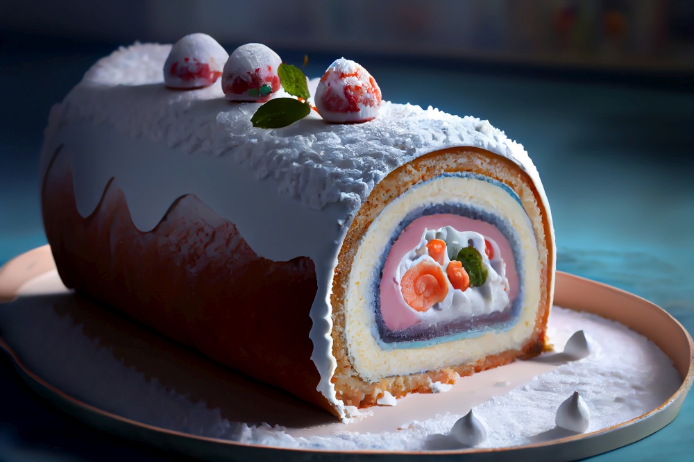 Arctic roll cake dish ai generated