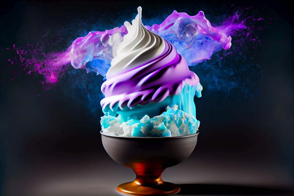Purple and tourquise icecream splash ai generated