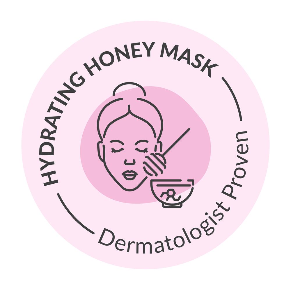 Dermatologist proven cosmetics, hydrating mask for skin care and wellness of face. Facial treatment with creams and lotions. Label or emblem for package, banner or logotype. Vector in flat style. Hydrating mask dermatologist proven cosmetics
