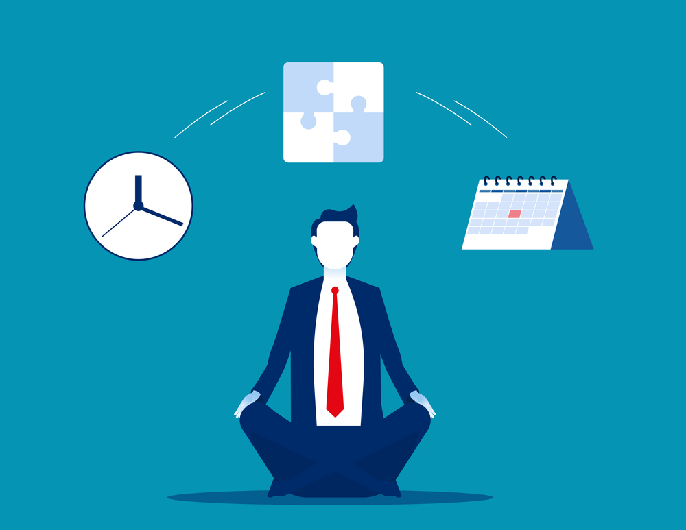 Productive time management. Discipline of business vector illustration