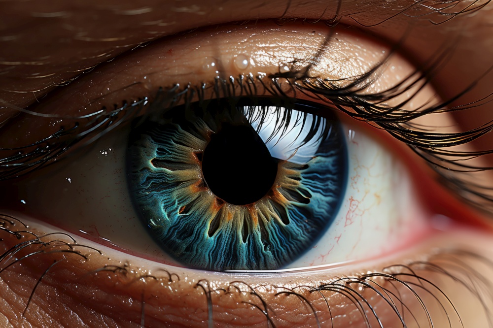 Macro image of human eye. Generative AI