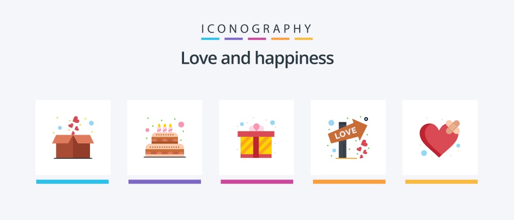 Love Flat 5 Icon Pack Including breakup. date. gift. sign. direction. Creative Icons Design