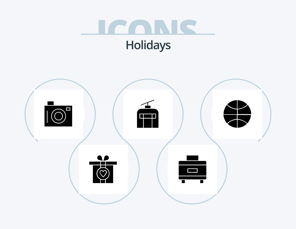 Holidays Glyph Icon Pack 5 Icon Design. holiday. christmas. picnic. basketball. traveling