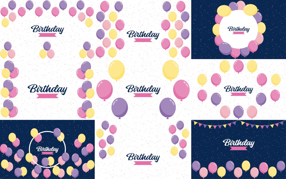 ColorfulHappy Birthday announcement poster. flyer. and greeting card in a flat style vector illustration