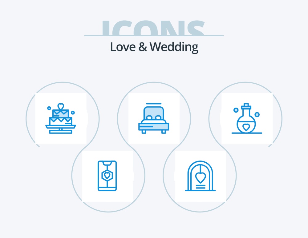Love And Wedding Blue Icon Pack 5 Icon Design. love. bed. marriage. lover
