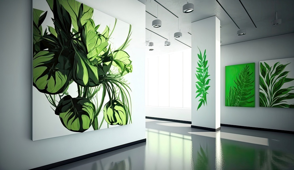 white green space room. interior wall, home background, empty floor, light living, style modern, design white green space room ai generated illustration. white green space room ai generated