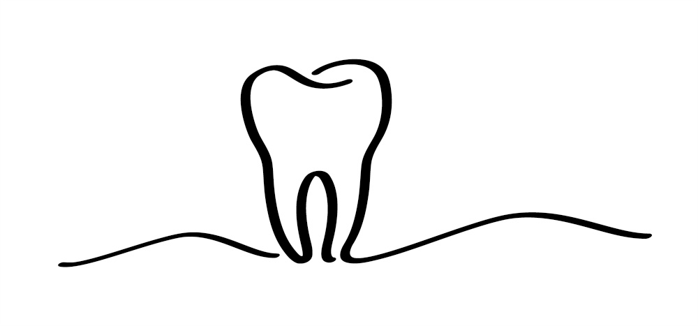 Cartoon healthy, tooth with gums. Molar line pattern. Vector drawing silhouette icon. Damage teeth or tooth with caries. Cracked tooth, mouth and dental, damaged. Strong enamel, disease.