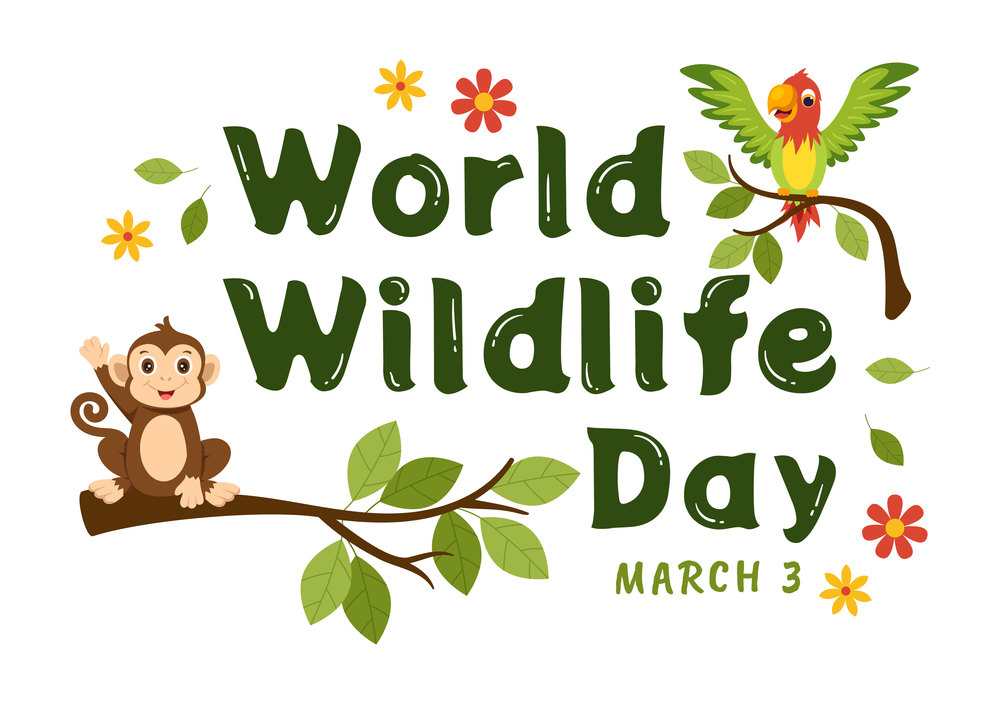 World Wildlife Day on March 3rd to Raise Animal Awareness, Plant and Preserve Their Habitat in Forest in Flat Cartoon Hand Drawn Template Illustration