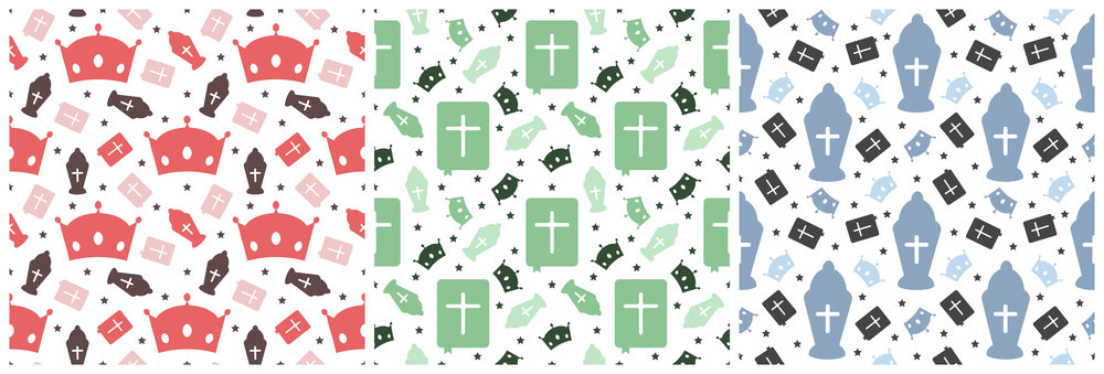 Set of Happy Epiphany Day Seamless Pattern Design Christian Festival to Faith in Template Hand Drawn Cartoon Flat Illustration
