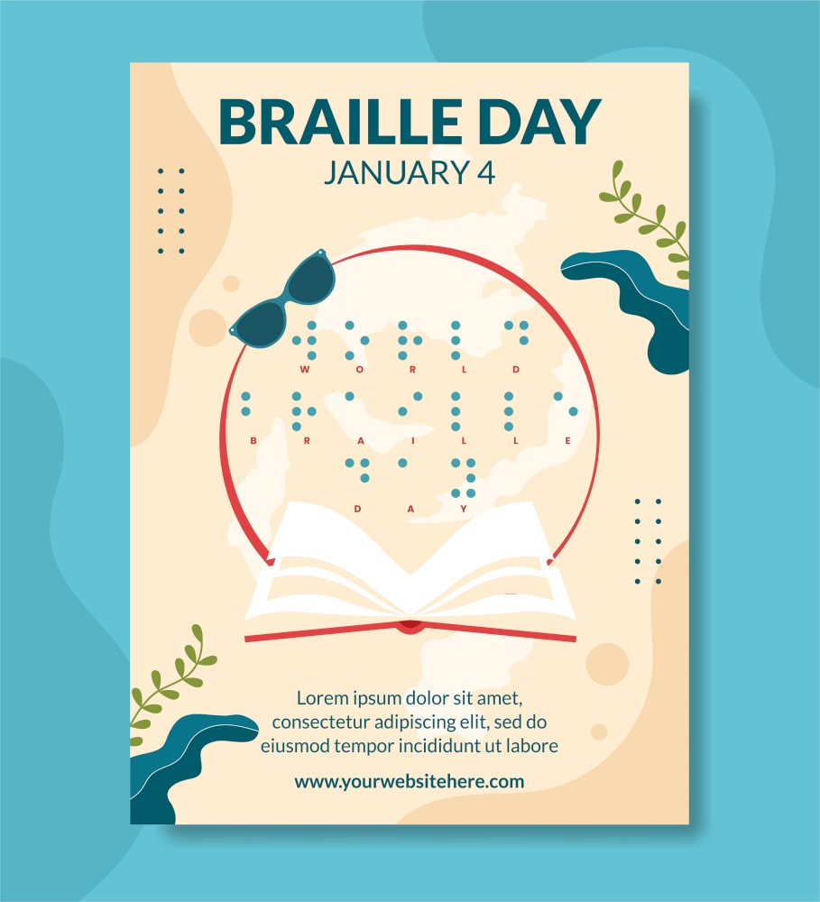 World Braille Day Poster Flat Cartoon Hand Drawn Templates Illustration