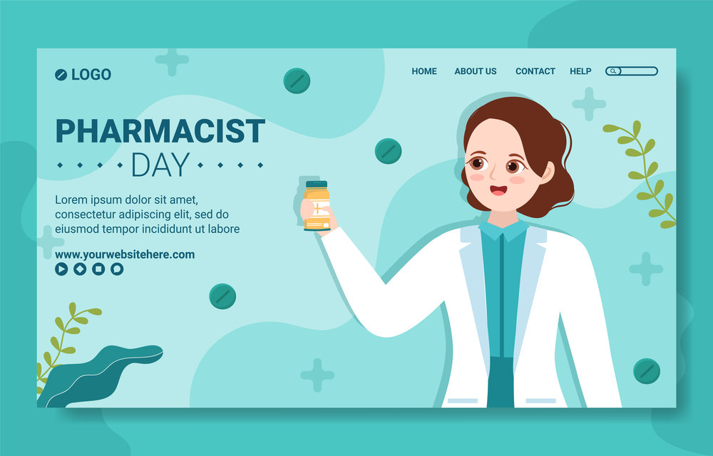 World Pharmacists Day Social Media Landing Page Flat Cartoon Hand Drawn Templates Illustration