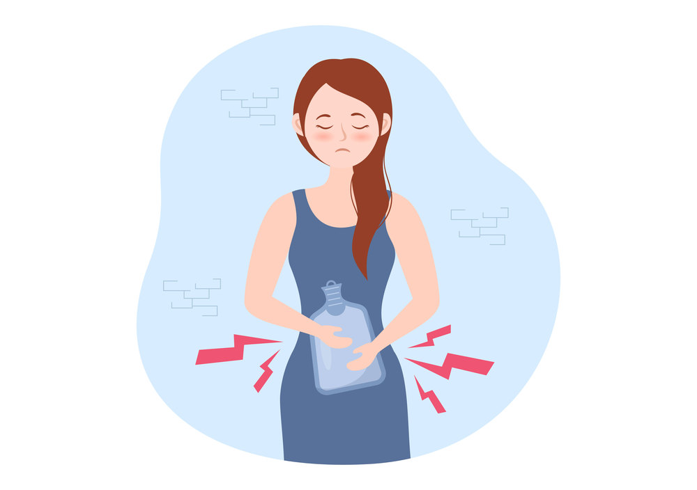 Endometriosis with Condition the Endometrium Grows Outside the Uterine Wall in Women for Treatment in Flat Cartoon Hand Drawn Templates Illustration