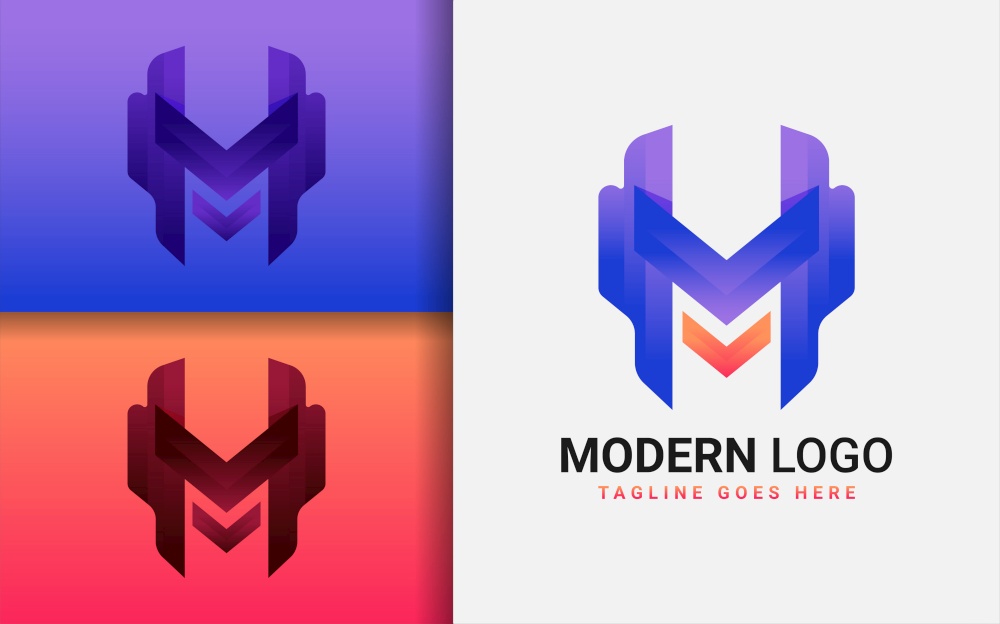 Modern Initial Letter M Logo Design with Minimalist Tech Style Concept. Vector Logo Illustration.