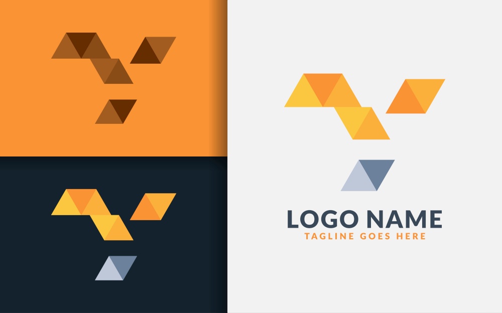 Abstract Minimalist Initial Letter Y Logo Design with Prism Triangle Style Concept. Vector Logo Illustration.
