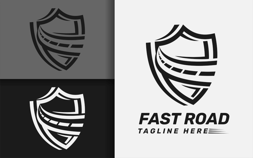 Logo Combination between shield and road. Usable for Automotive, Business, Security, Technology Logo Design.
