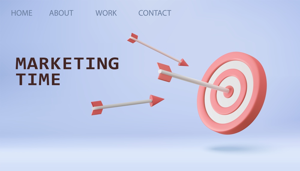 3d Marketing time concept. red target and arrows. Business finance target concept. Marketing time concept. 3d rendering. Vector illustration. 3d Marketing time concept. Targeting the business.