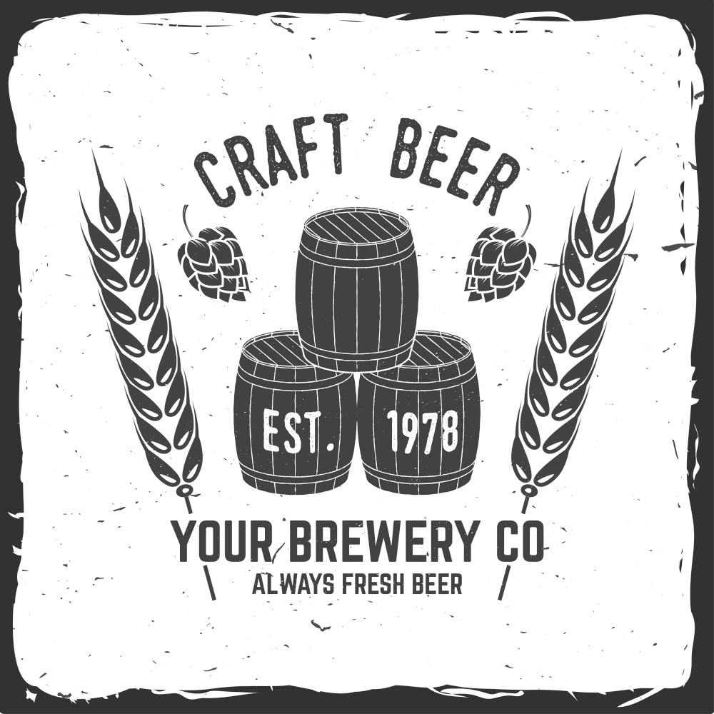 Craft Beer badge. Vector illustration. Vintage design for bar, pub and restaurant business. Coaster for beer.. Vintage design for bar, pub and restaurant business.