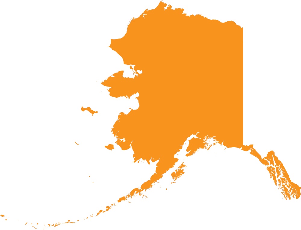 ORANGE CMYK color map of ALASKA, USA