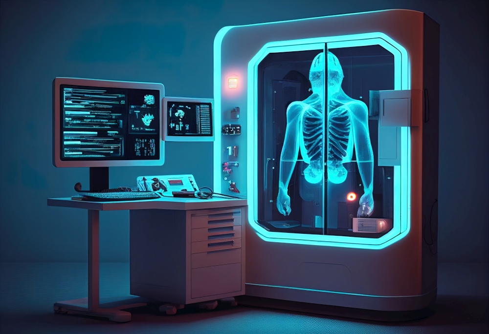 Modern and functioning medical screening technology illustration. AI generative.