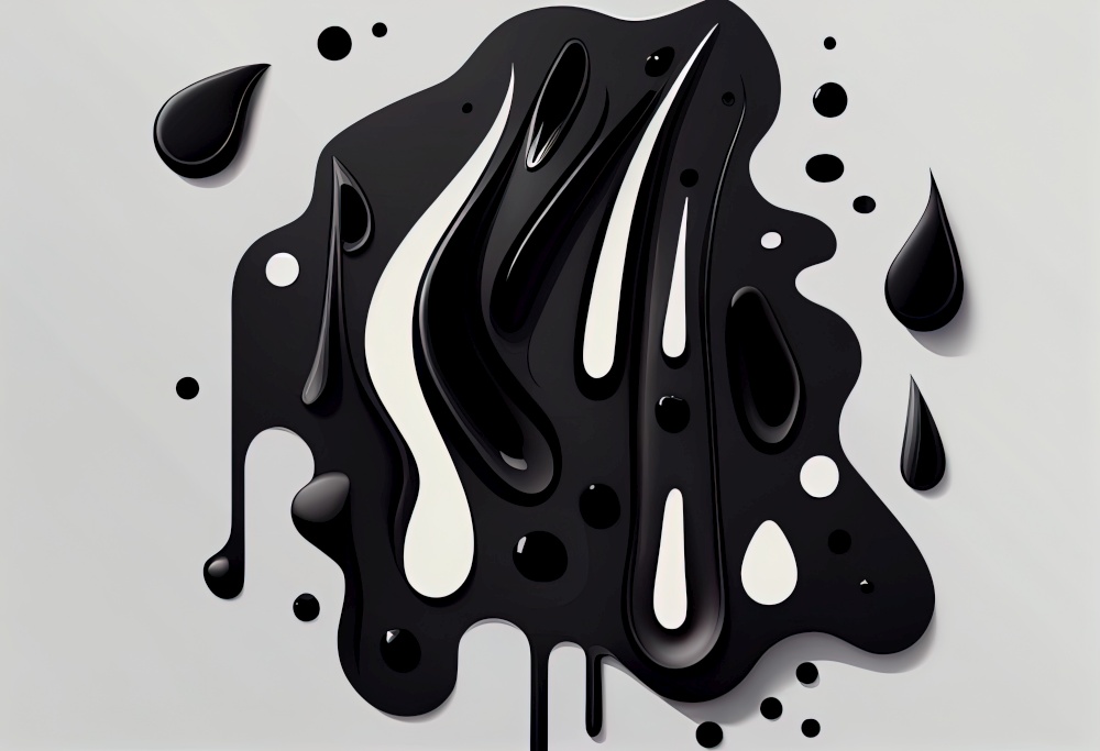 Random abstract liquid organic black irregularillustration. AI generative.
