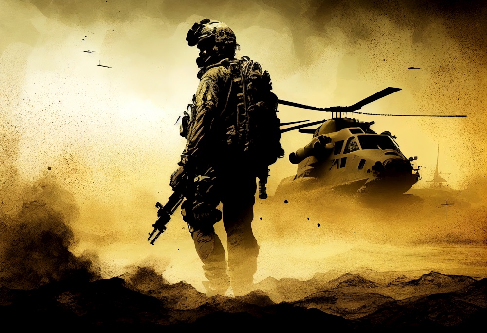 Military background illustration. AI generative.