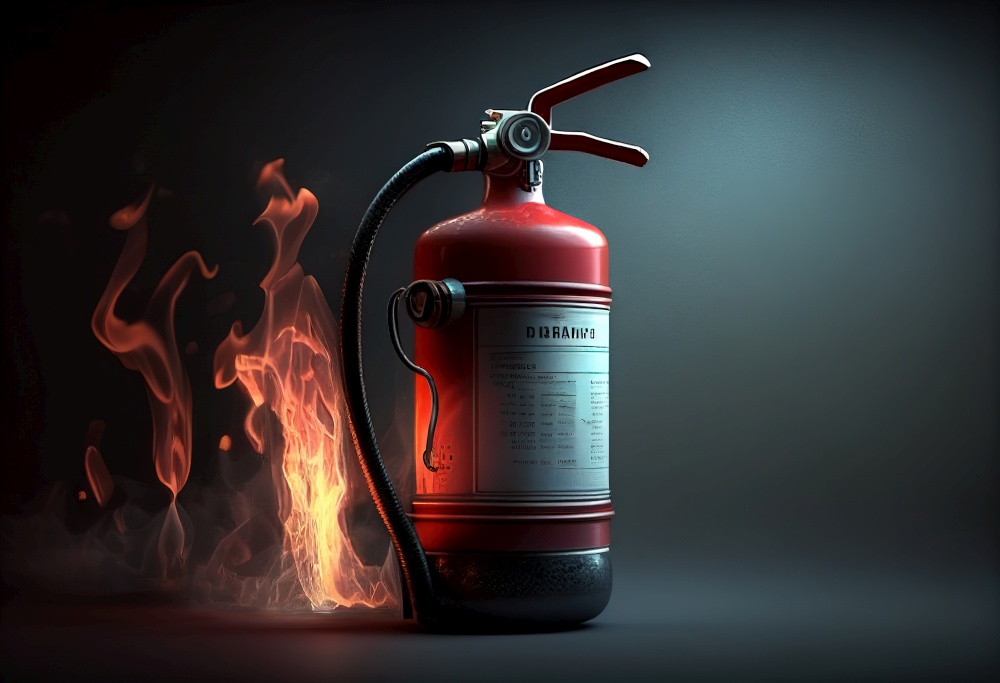 Extinguisher illustration. AI generative.