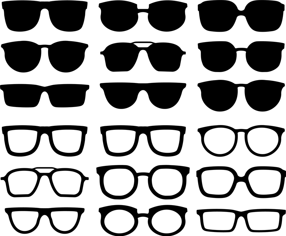 Glasses silhouette geek eyewear cool sunglasses vector image