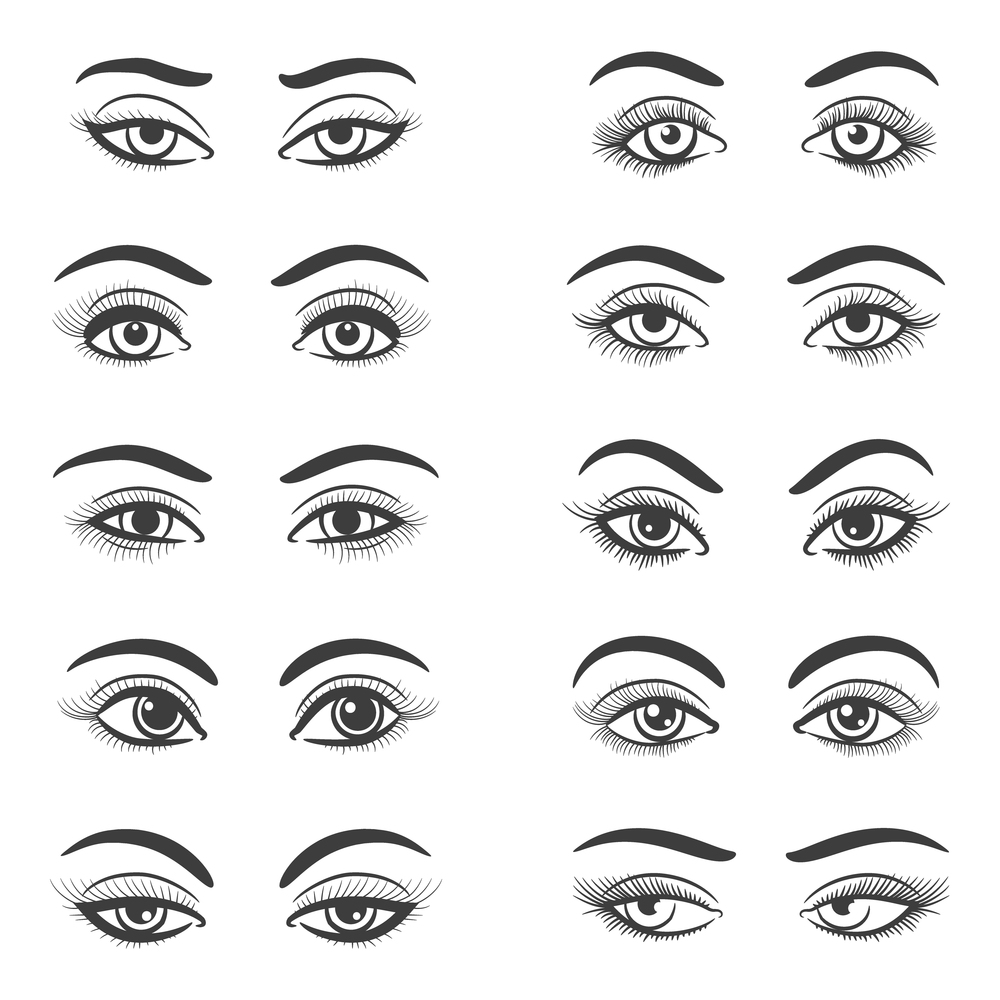 Beautiful female eyes set vector image