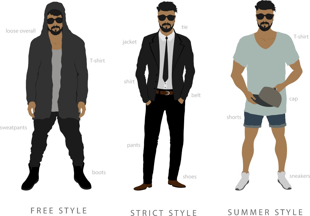 Clothing styles from classic to free people vector image
