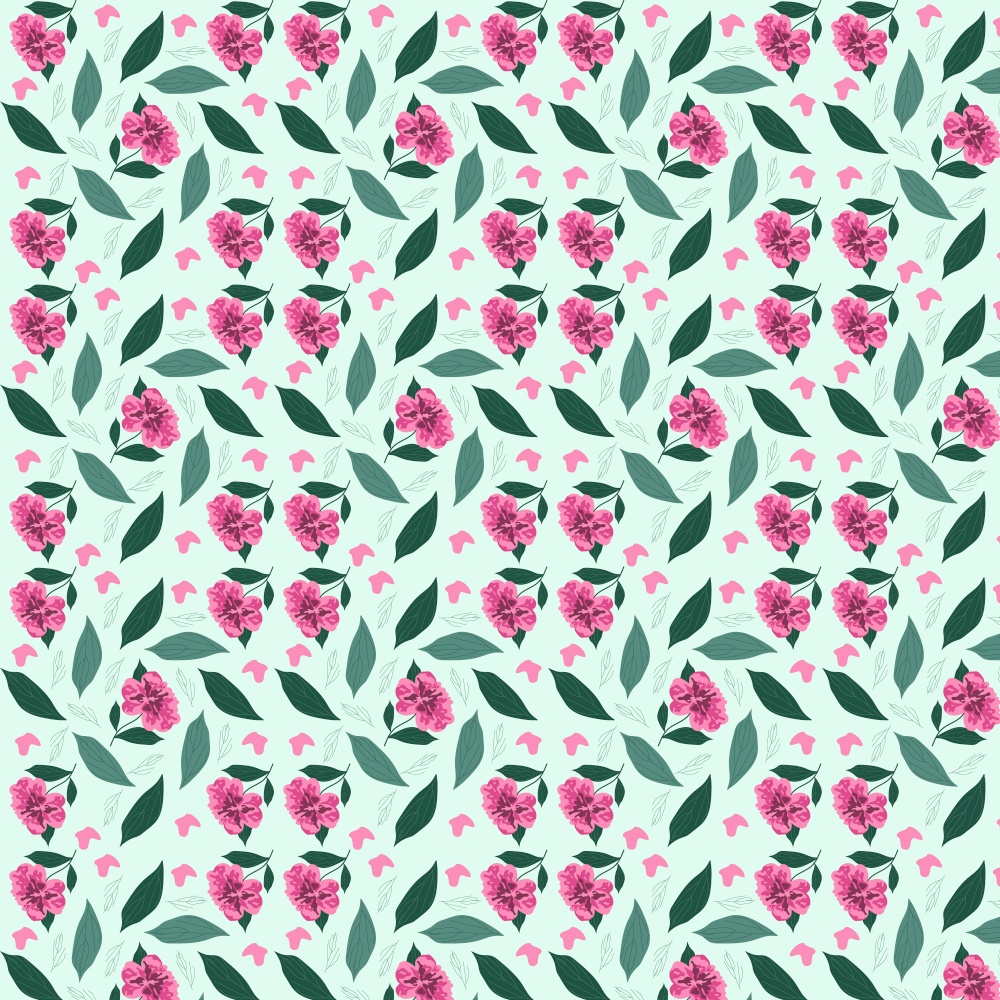 Spring flower with leaf repeat pattern Royalty Free Vector