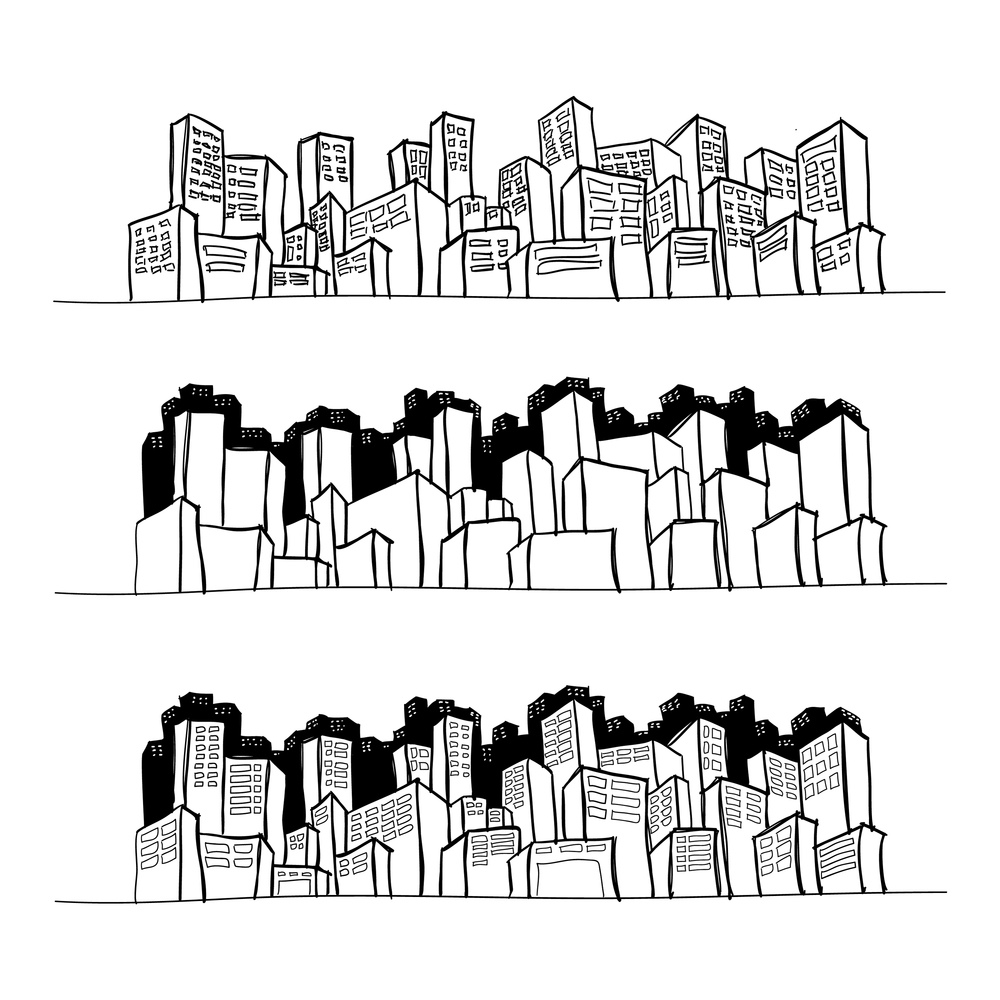 Hand drawn cityscape Royalty Free Vector Image