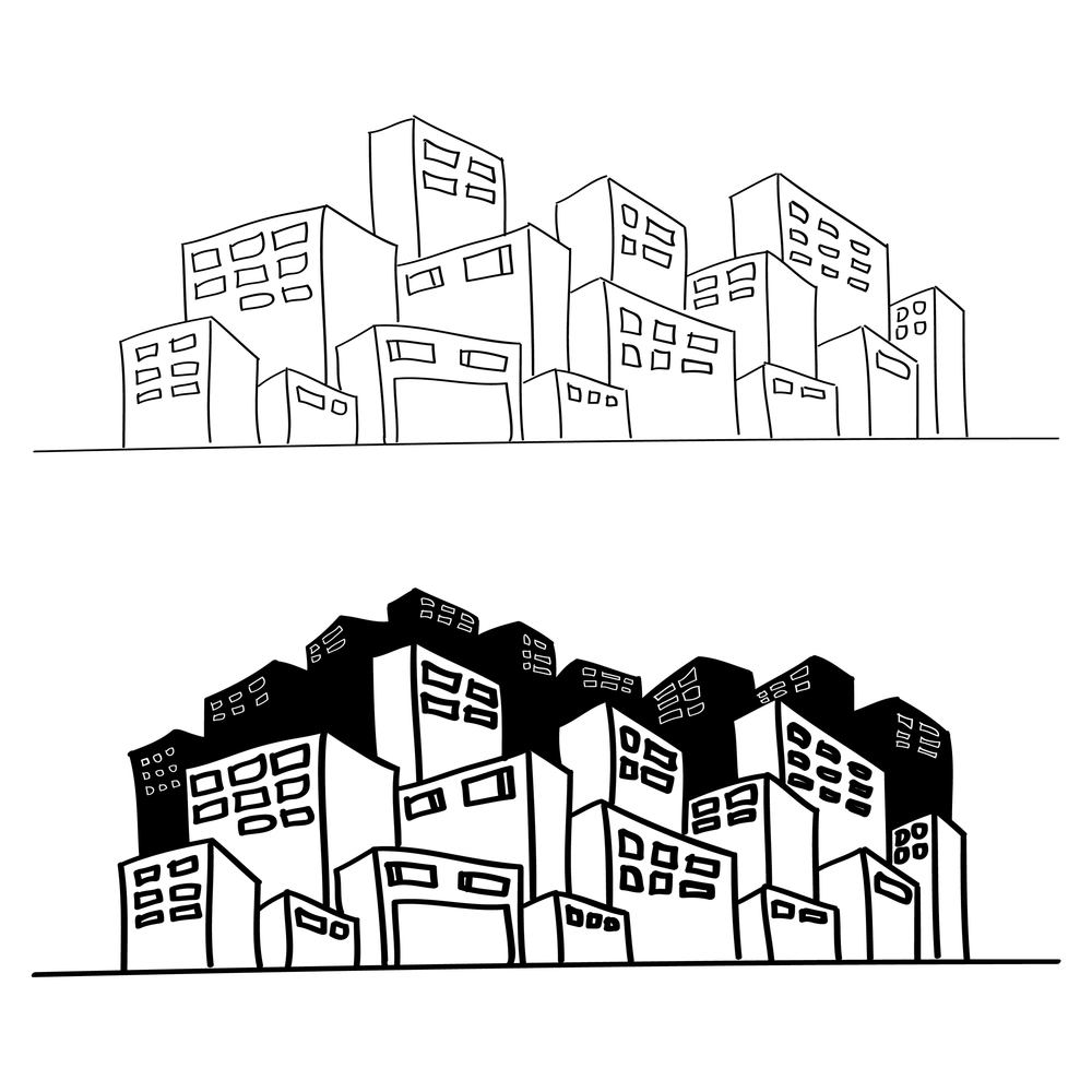 Hand drawn cityscape Royalty Free Vector Image