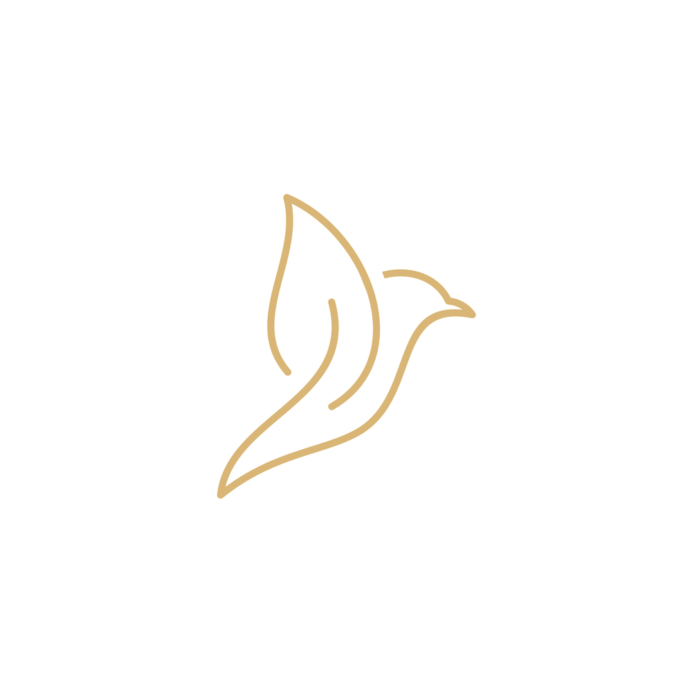 Bird leaf logo icon line art outline Royalty Free Vector