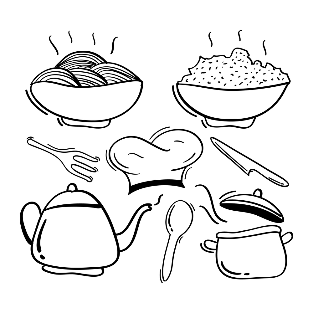 Hand drawn cooking set icon Royalty Free Vector Image