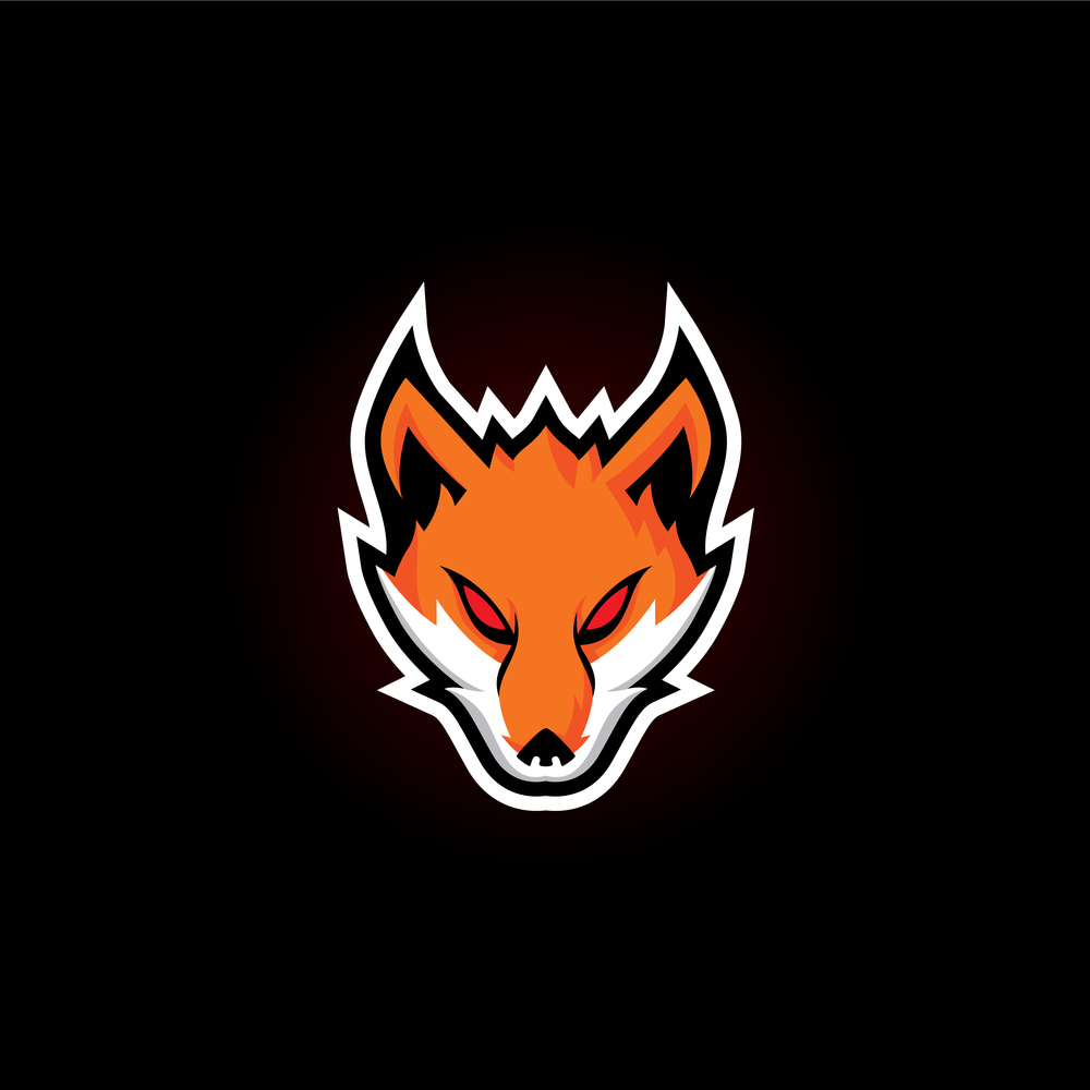 Gamer logo mascot angry fox head design Royalty Free Vector