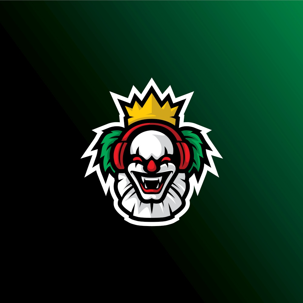 Gamer logo mascot clown design Royalty Free Vector Image