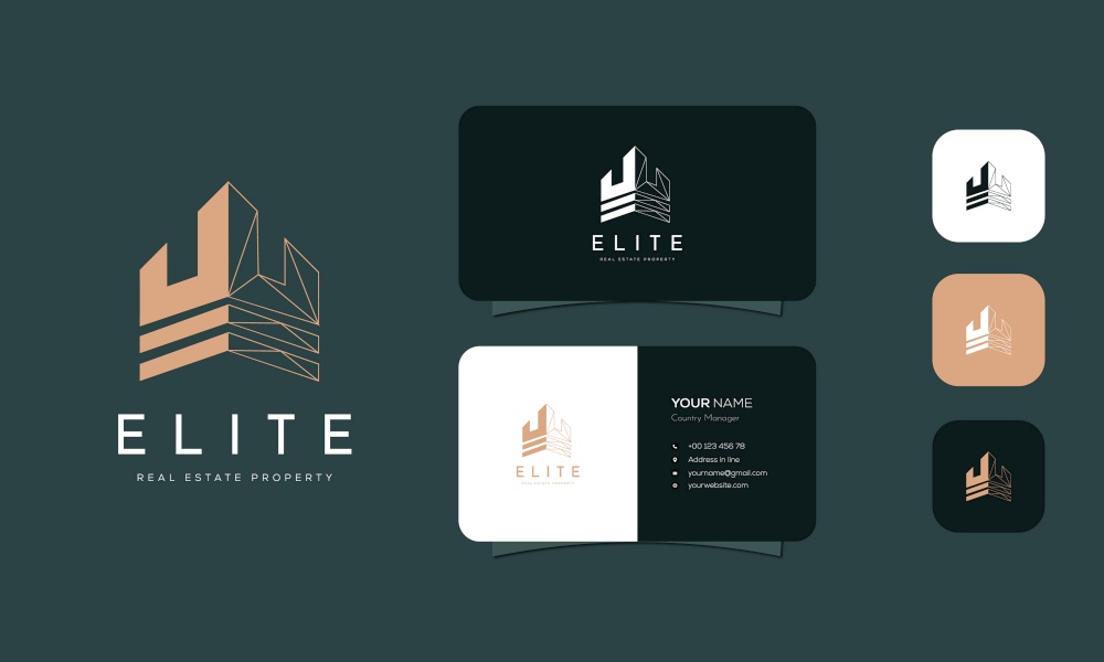 Real estate logo design and business card Vector Image