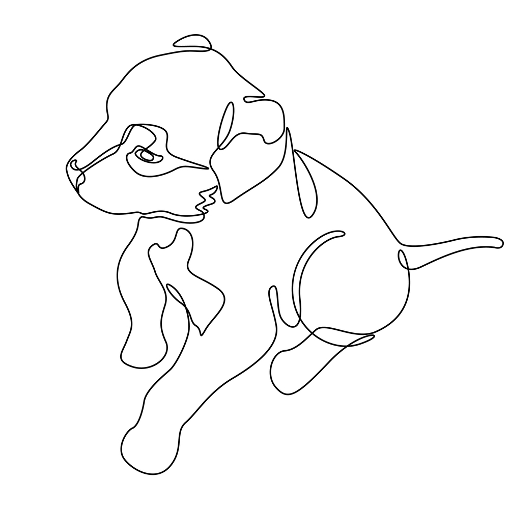 Linear drawing of a sitting puppy Royalty Free Vector Image