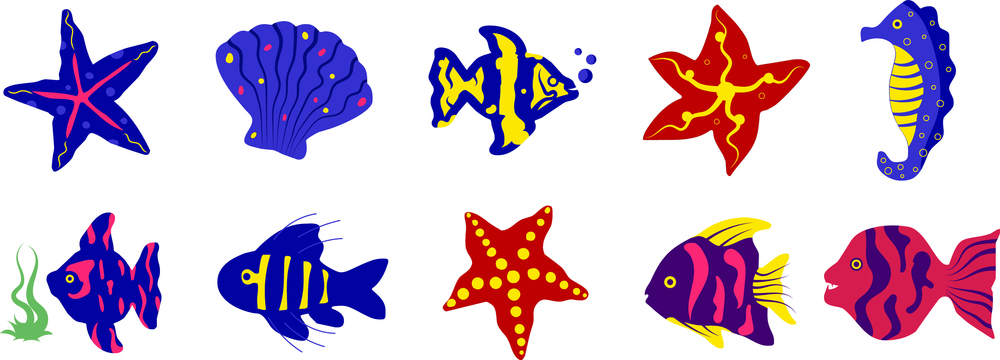 Sea creature collection Royalty Free Vector Image