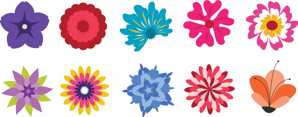 Set of flat flowers Royalty Free Vector Image
