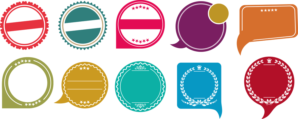 Flat badges emblems and price labels Royalty Free Vector