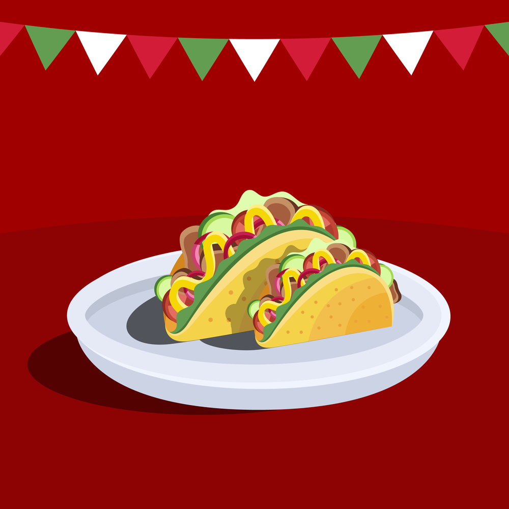 mexico taco food vector art