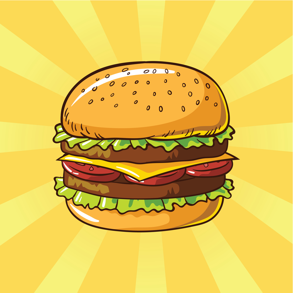 cheese burger fastfood vector art