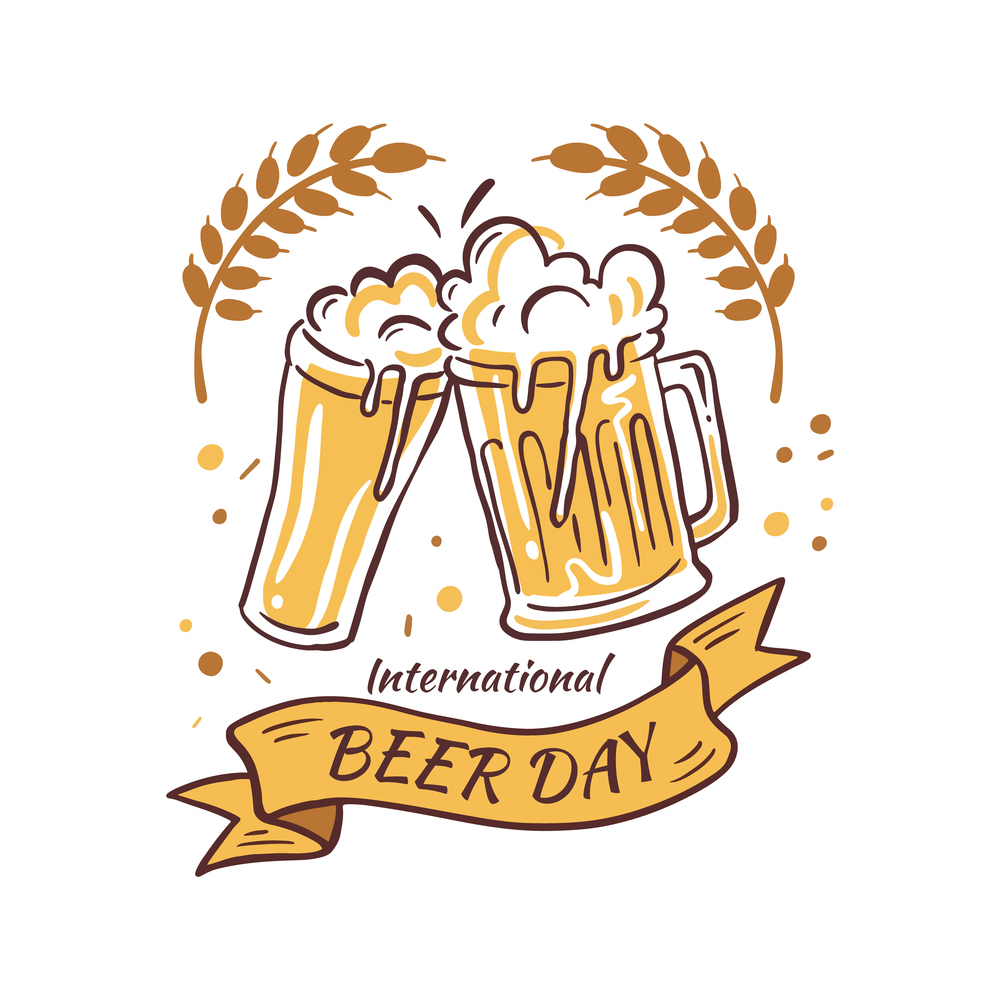 Hand drawn style international beer day