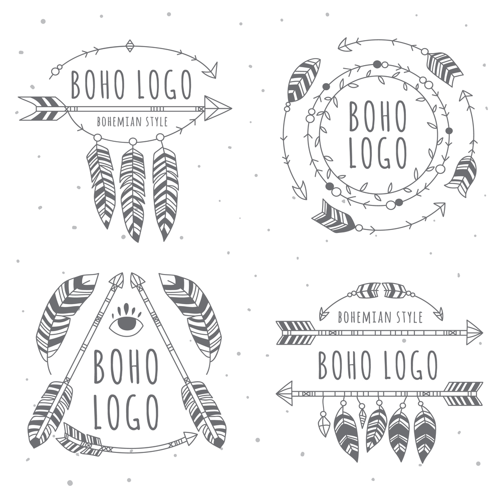 boho logo label badge tribe